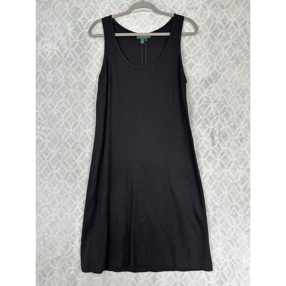 LRL Ralph Lauren Matching Set 8 Black Shift Dress Jacket Stretch Minimal Career - Picture 12 of 16